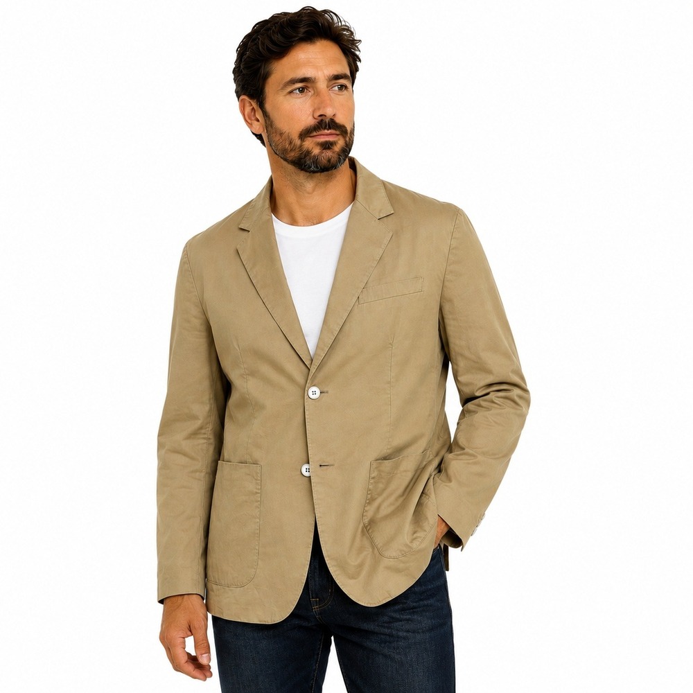 Rag & Bone Blazer Mens 44 Tan Cotton 2-Button Modern Patch Pocket Jacket